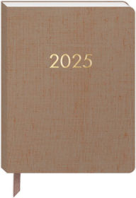 2024-2025 Oatmeal Bookcloth Large Monthly Desk Planner 18 Month Punch Studio Author
