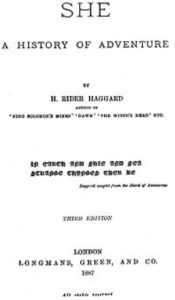 She, A History of Adventure H. Rider Haggard Author