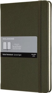 Moleskine Limited Collection Notebook Leather Large Ruled Moss Green