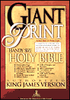 Handy Size Giant Print (10 point type) Holy Bible: King James Version (KJV), blue bonded leather, gold-edged, words of Christ in red, with concordance - AMG Publishing