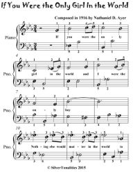 If You Were the Only Girl In the World - Easiest Piano Sheet Music for Beginner Pianists - Silver Tonalities