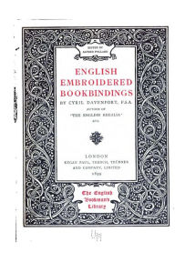 English Embroidered Bookbindings Cyril Davenport Author