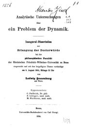 Analytische Untersuchungen ber ein Problem der Dynamik Ludwig Sonnenburg Author