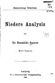 Niedere Analysis Benedikt Sporer Author