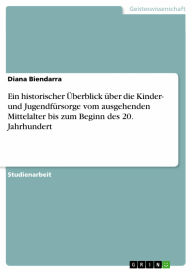 Ein historischer Überblick über die Kinder- und Jugendfürsorge vom ausgehenden Mittelalter bis zum Beginn des 20. Jahrhundert - Diana Biendarra
