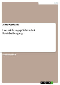 Unterrichtungspflichten bei Betriebsübergang - Jonny Gerhardt