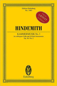 Kammermusik No. 3, Op. 36, No. 2: Obbligato Cello and 10 Solo Instruments Study Score Paul Hindemith Composer